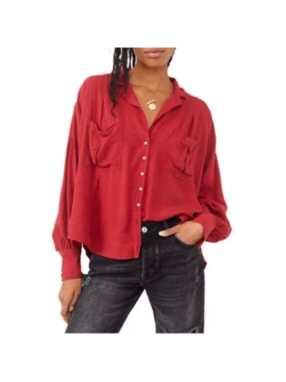 Free People Erin's Button Down Blouse